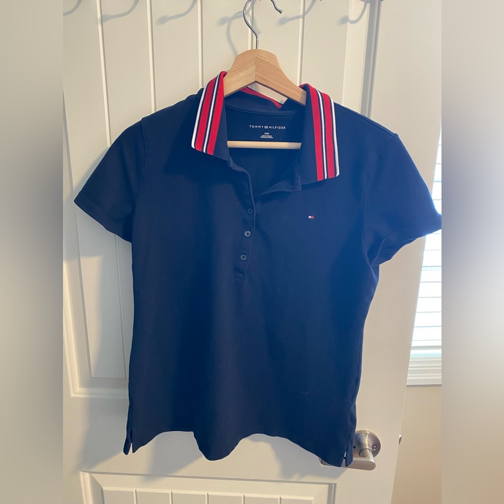 Tommy Hilfiger Navy Polo with Red and White Collar